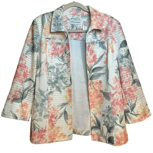 Alfred Dunner Pastel Floral 3/4 Sleeve All Season Business Open Jacket Size 12 - Picture 2 of 6